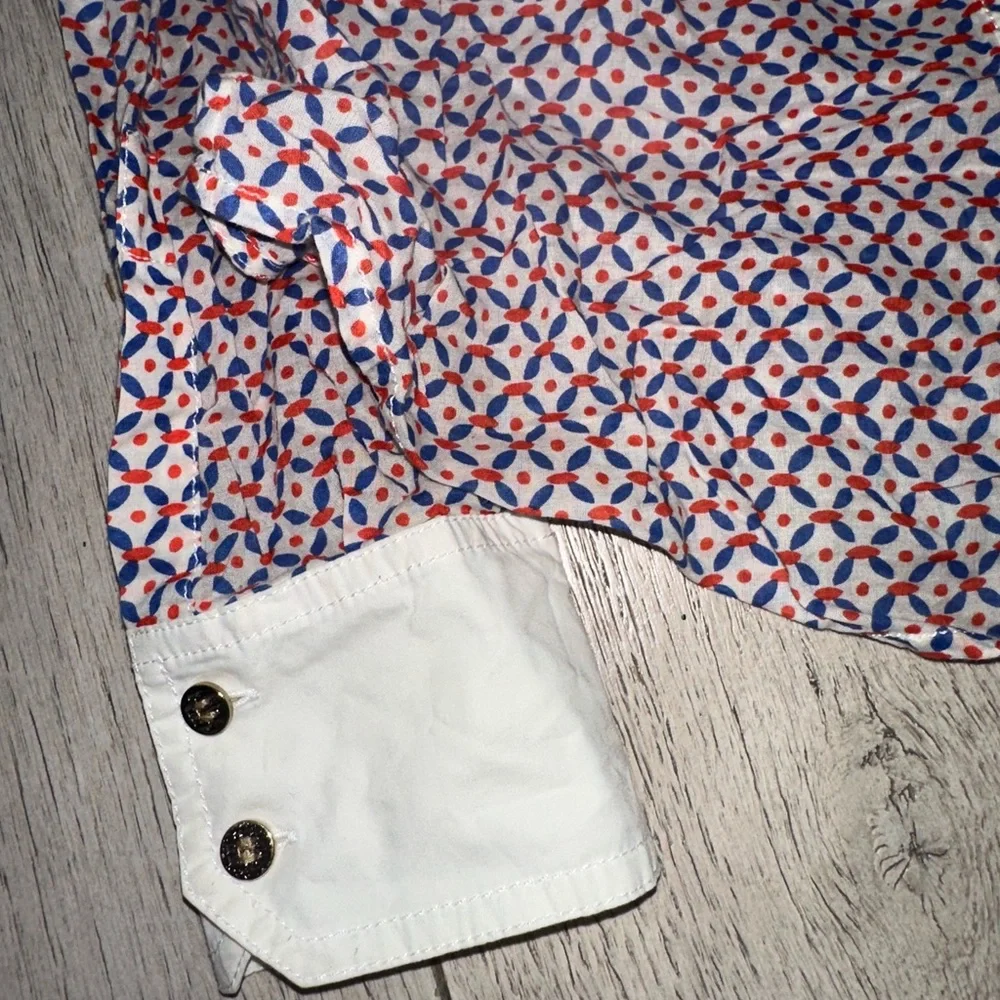 Tory Burch Red and Blue Patterned Shirt